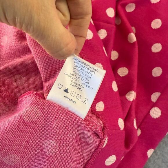 Tyler Böe NWT Pink Polka Dot Dress Womens Large Pleated Pockets Peter Pan Collar - Picture 8 of 14
